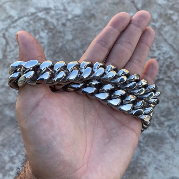 🔥Cz Diamond Miami Cubian Chain Stamp 14k Gold  Plated 5X Layered 12mm Thick 24” - Picture 5 of 7